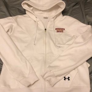 White Under Armour UMD Bulldogs zip-up sweatshirt